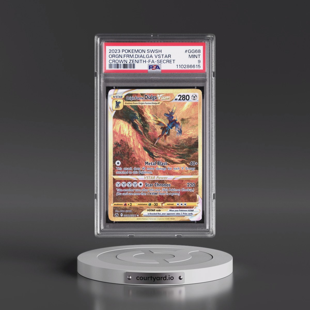 2023 Pokémon Sword and Shield Crown Zenith #GG68 Origin Forme Dialga Vstar - Full Art Secret (PSA 9 MINT)