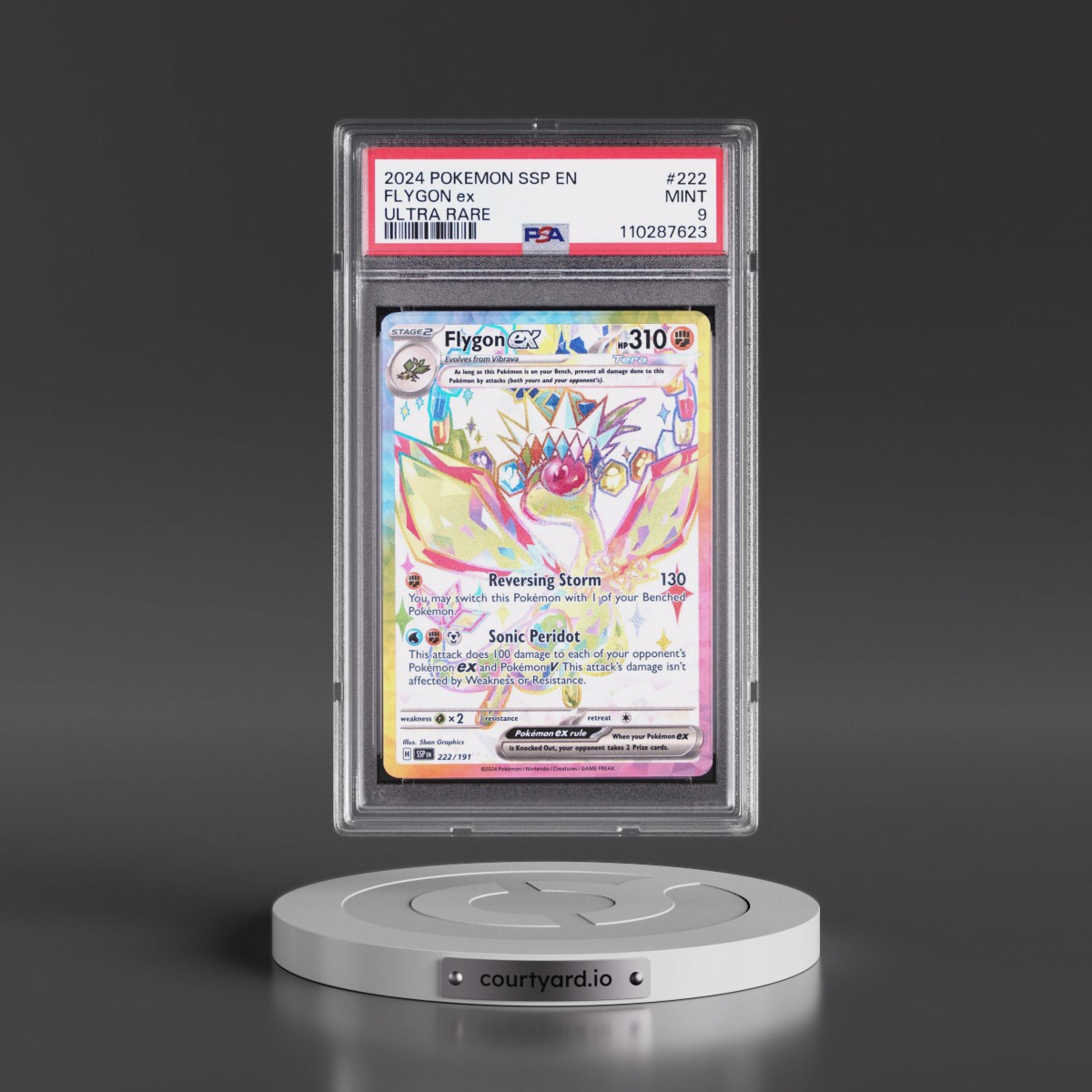 2024 Pokémon Ssp EN-Surging Sparks #222 Flygon EX - Holo Ultra Rare (PSA 9 MINT)