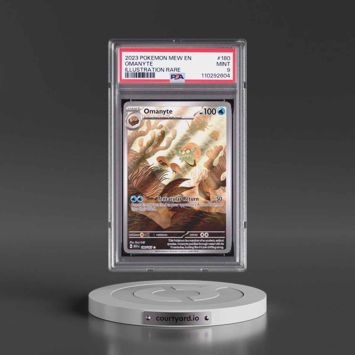 2023 Pokémon Mew EN-151 #180 Omanyte - Illustration Rare (PSA 9 MINT)