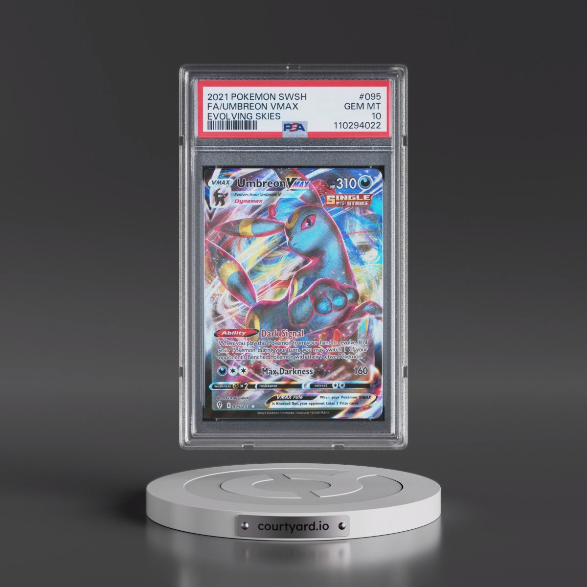 2021 Pokémon Sword & Shield Evolving Skies #095 Umbreon Vmax - Full Art (PSA 10 GEM MINT)