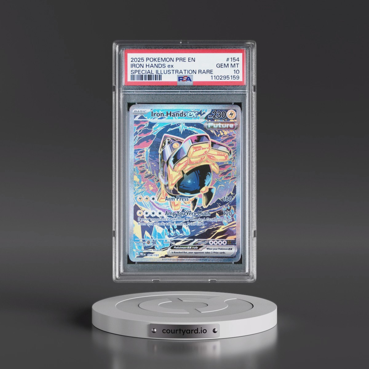 2025 Pokémon Pre EN-Prismatic Evolutions #154 Iron Hands EX - Holo Special Illustration Rare (PSA 10 GEM MINT)
