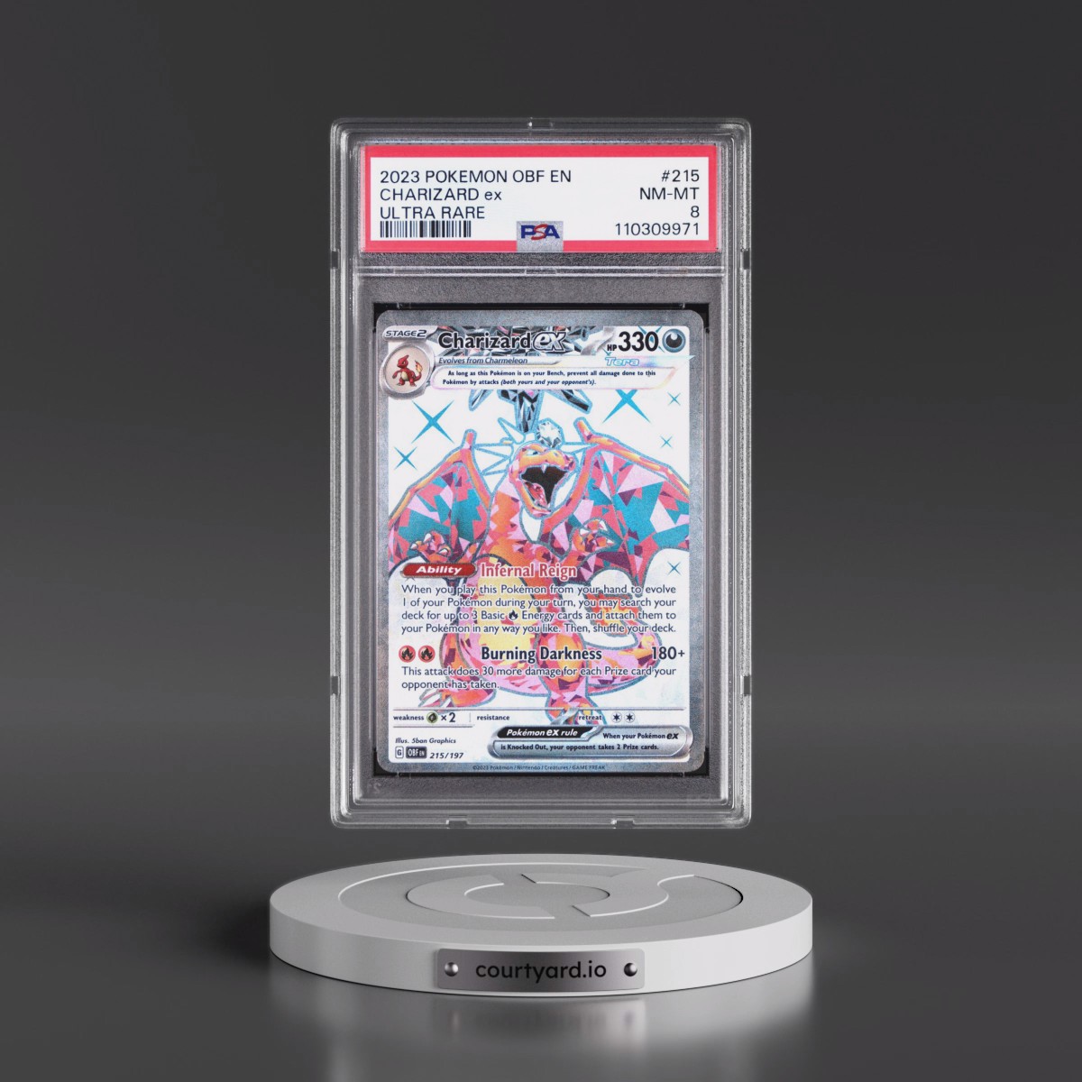 2023 Pokémon Obf EN-Obsidian Flames #215 Charizard EX - Holo Ultra Rare (PSA 8 NM-MT)