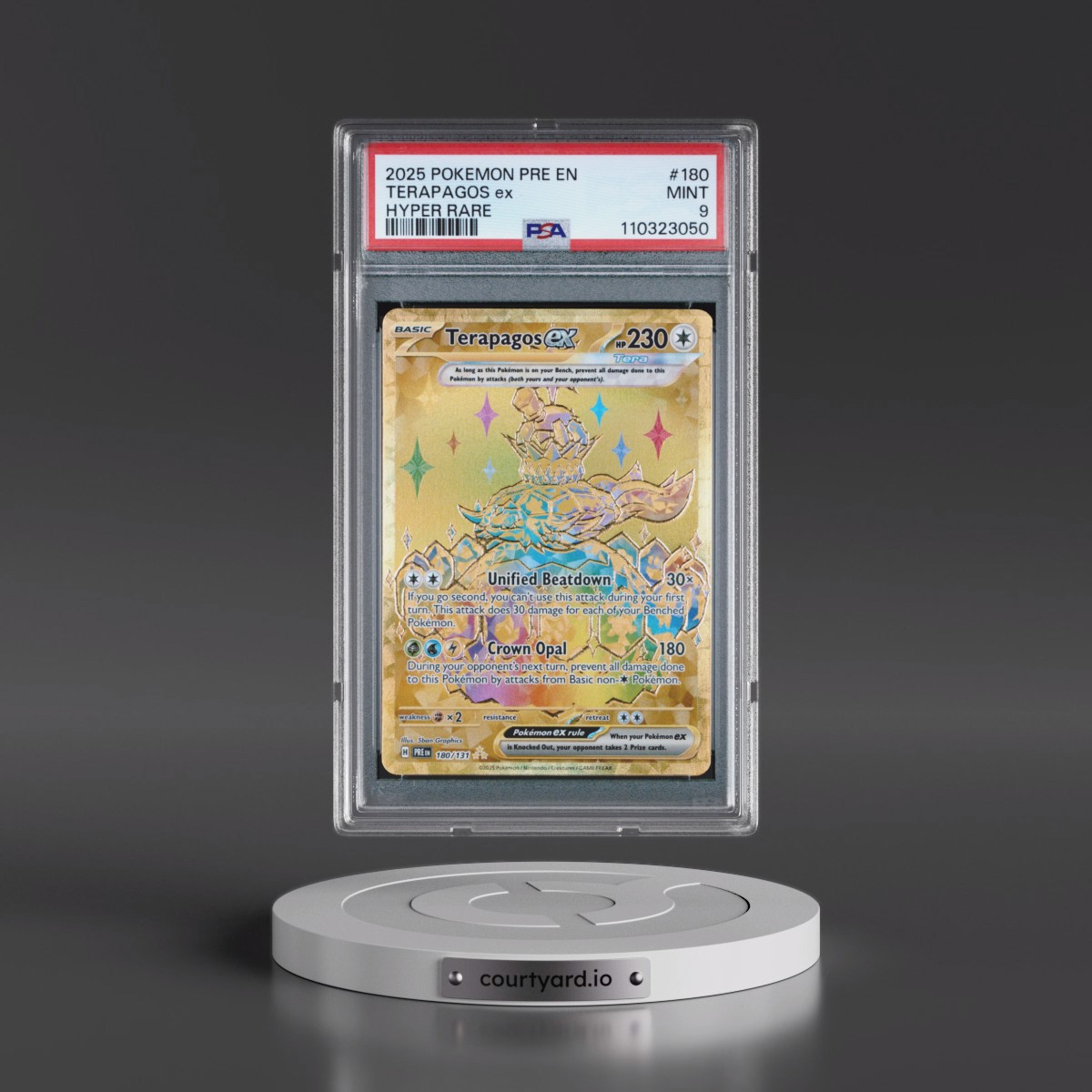 2025 Pokémon Pre EN-Prismatic Evolutions #180 Terapagos EX - Holo Hyper Rare (PSA 9 MINT)