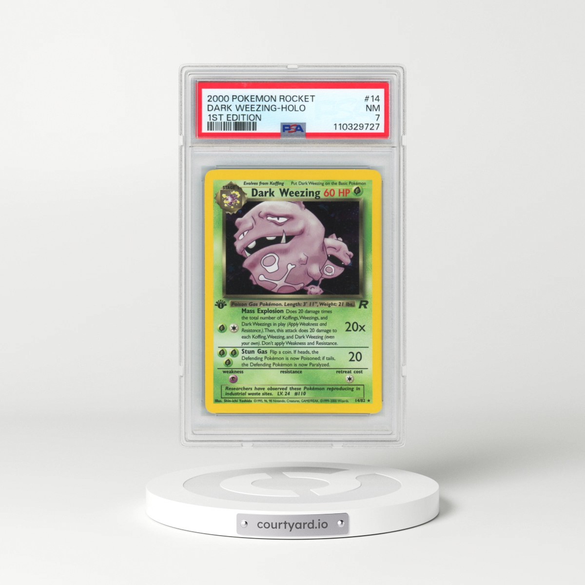 2000 Pokémon Rocket #14 Dark Weezing - 1st Edition Holo (PSA 7 NM)