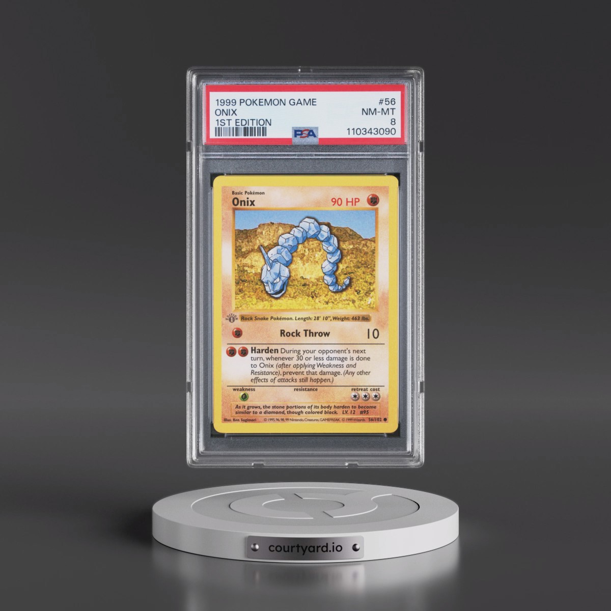 1999 Pokémon Game #56 Onix - 1st Edition (PSA 8 NM-MT)