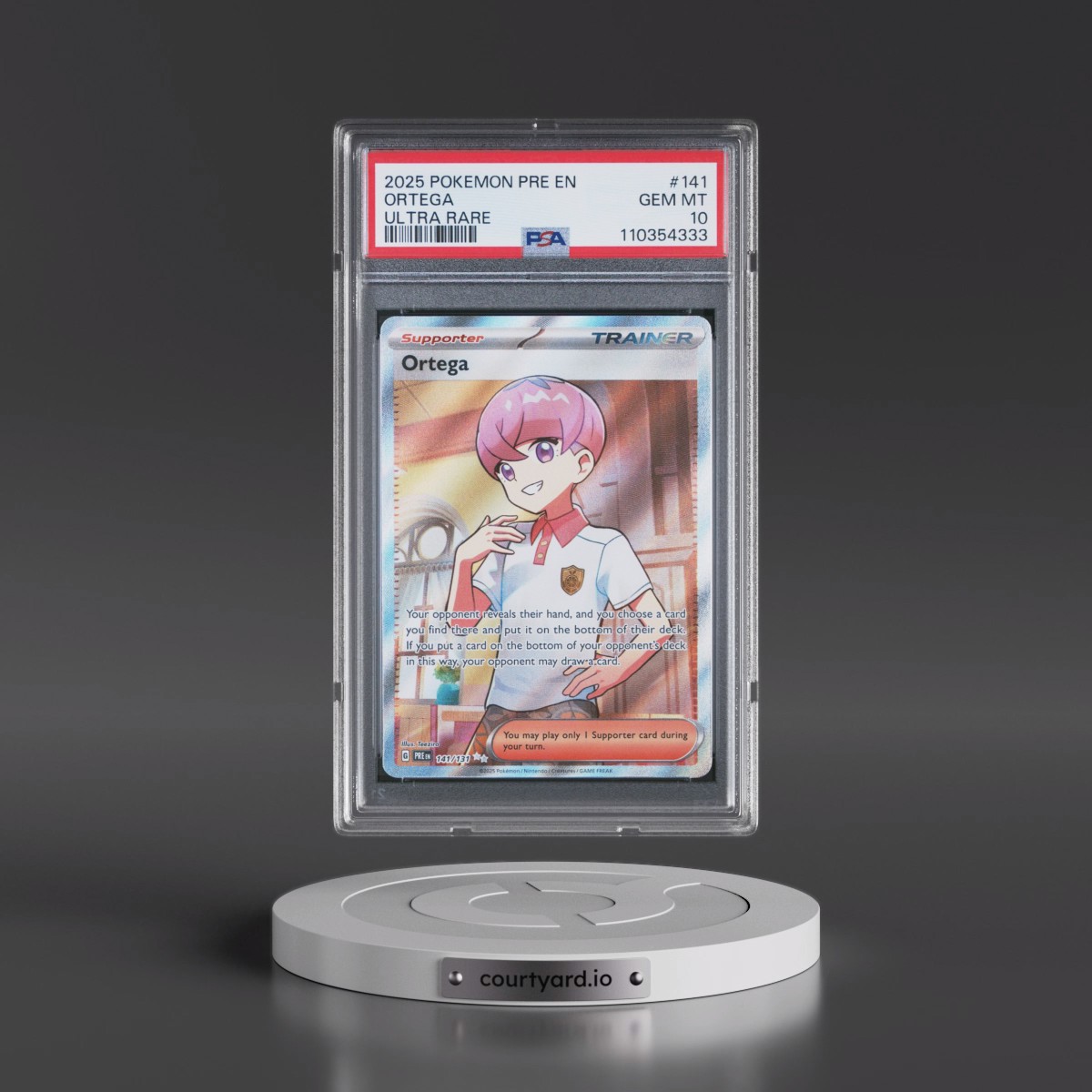 2025 Pokémon Pre EN-Prismatic Evolutions #141 Ortega - Ultra Rare (PSA 10 GEM MINT)