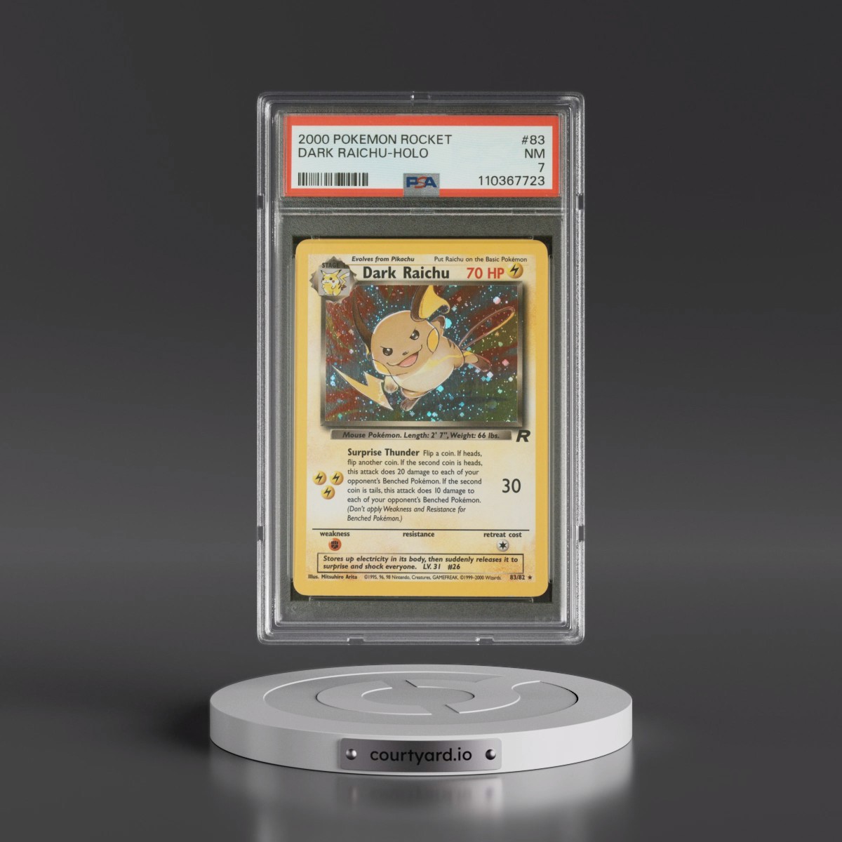 2000 Pokémon Rocket #83 Dark Raichu - Holo (PSA 7 NM)