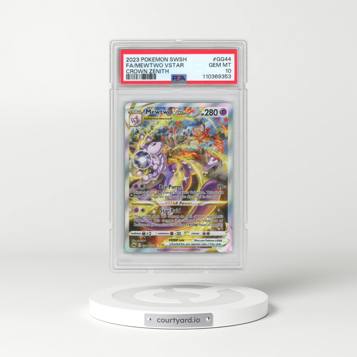 2023 Pokémon Sword and Shield Crown Zenith #GG44 Mewtwo Vstar - Full Art (PSA 10 GEM MINT)
