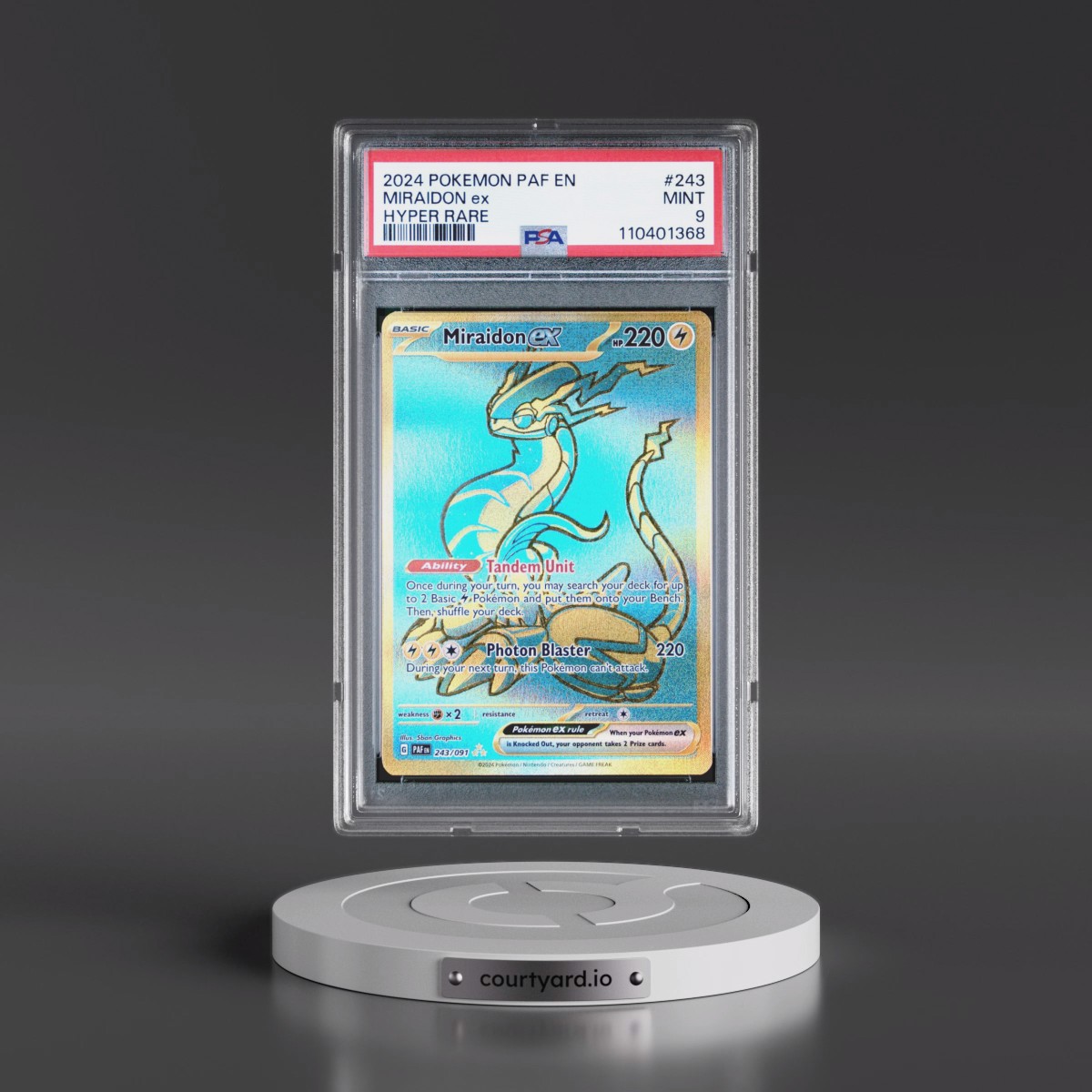 2024 Pokémon Paf EN-Paldean Fates #243 Miraidon EX - Holo Hyper Rare (PSA 9 MINT)