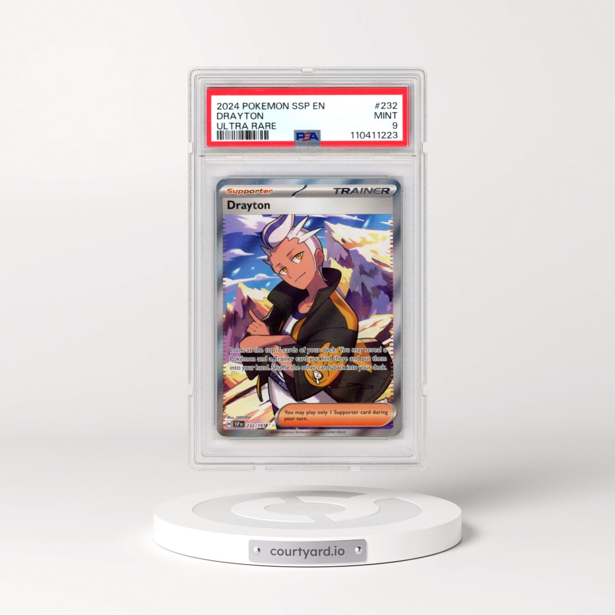 2024 Pokémon Ssp EN-Surging Sparks #232 Drayton - Ultra Rare (PSA 9 MINT)