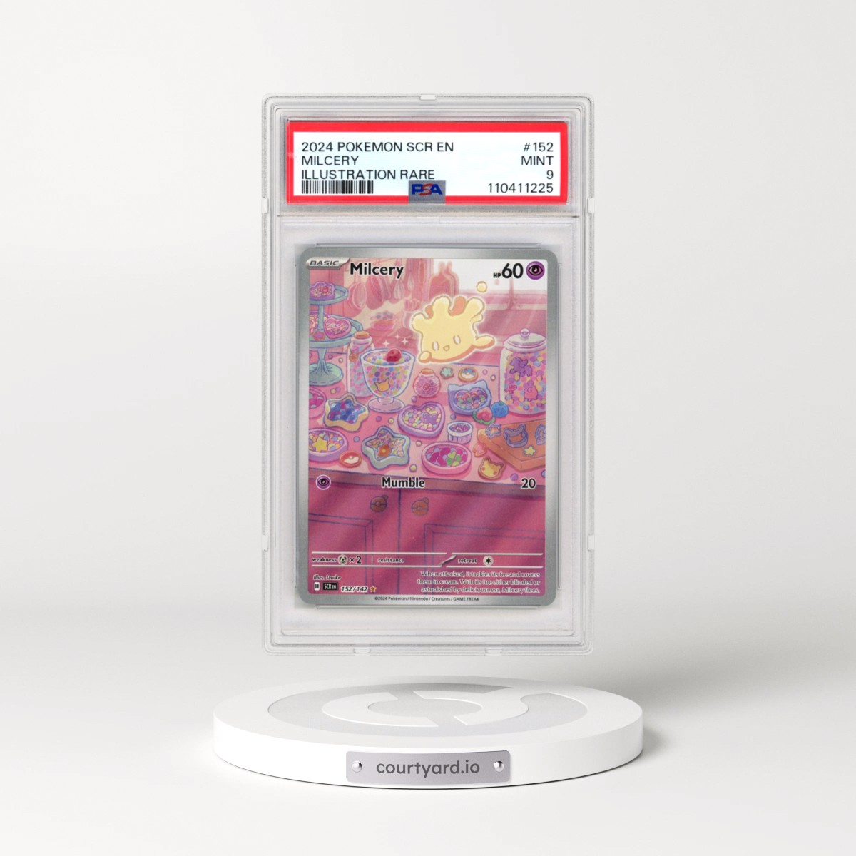 2024 Pokémon Scr EN-Stellar Crown #152 Milcery - Illustration Rare (PSA 9 MINT)
