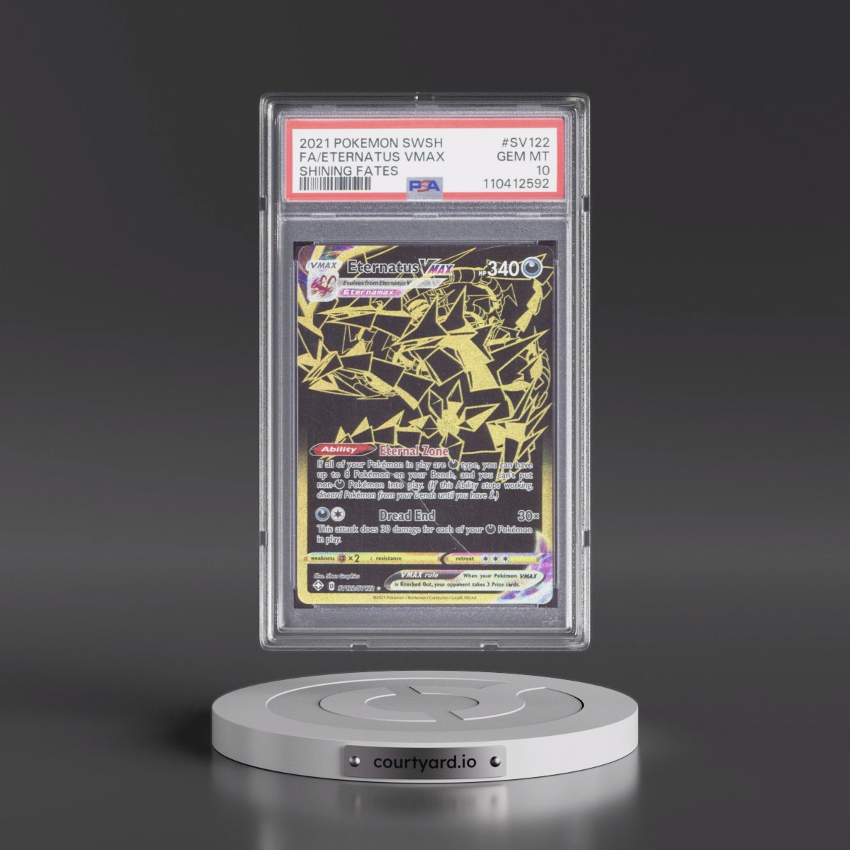 2021 Pokémon Sword & Shield Shining Fates #SV122 Eternatus Vmax - Full Art (PSA 10 GEM MINT)