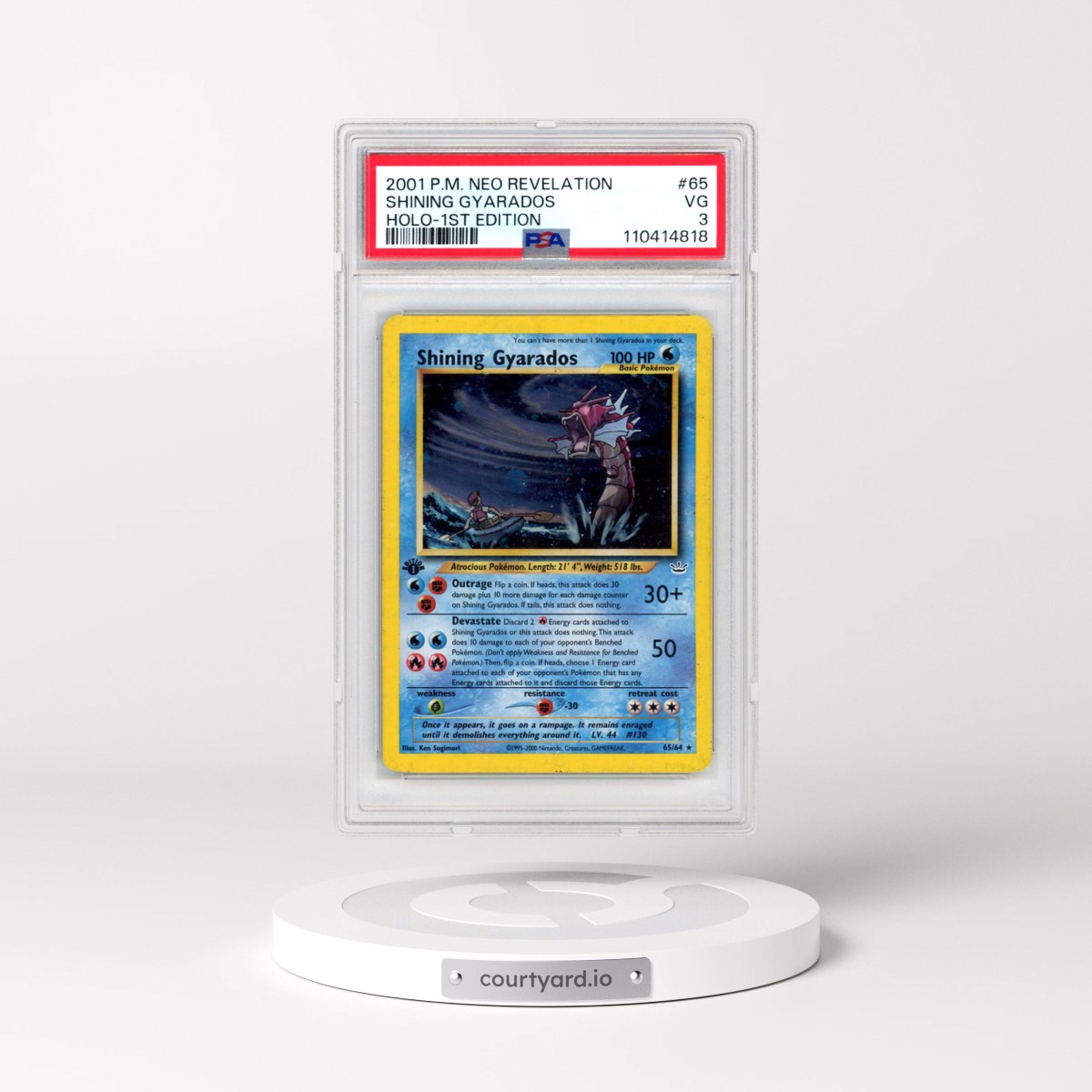2001 Pokémon Neo Revelation #65 Shining Gyarados - 1st Edition Holo Holo (PSA 3 VG)