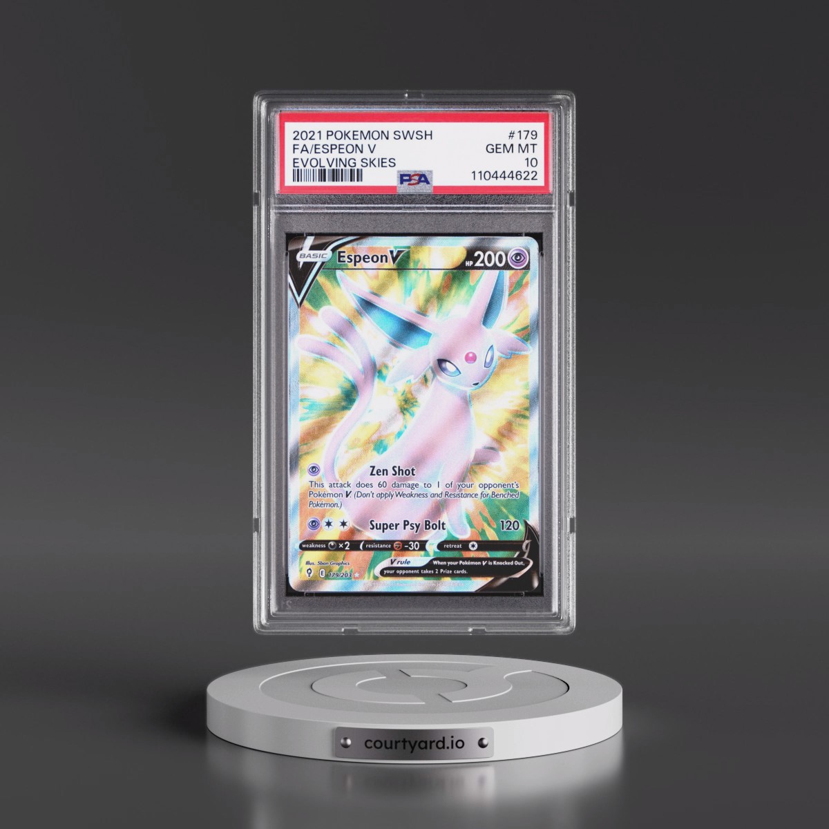 2021 Pokémon Sword & Shield Evolving Skies #179 Espeon V - Holo Full Art (PSA 10 GEM MINT)