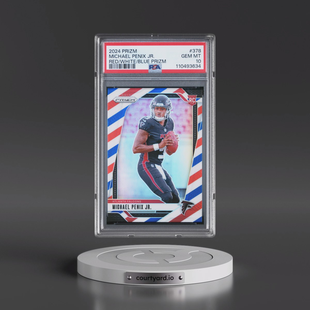 2024 Panini Prizm #378 Michael Penix Jr. - Red/White/Blue Prizm (PSA 10 GEM MINT)