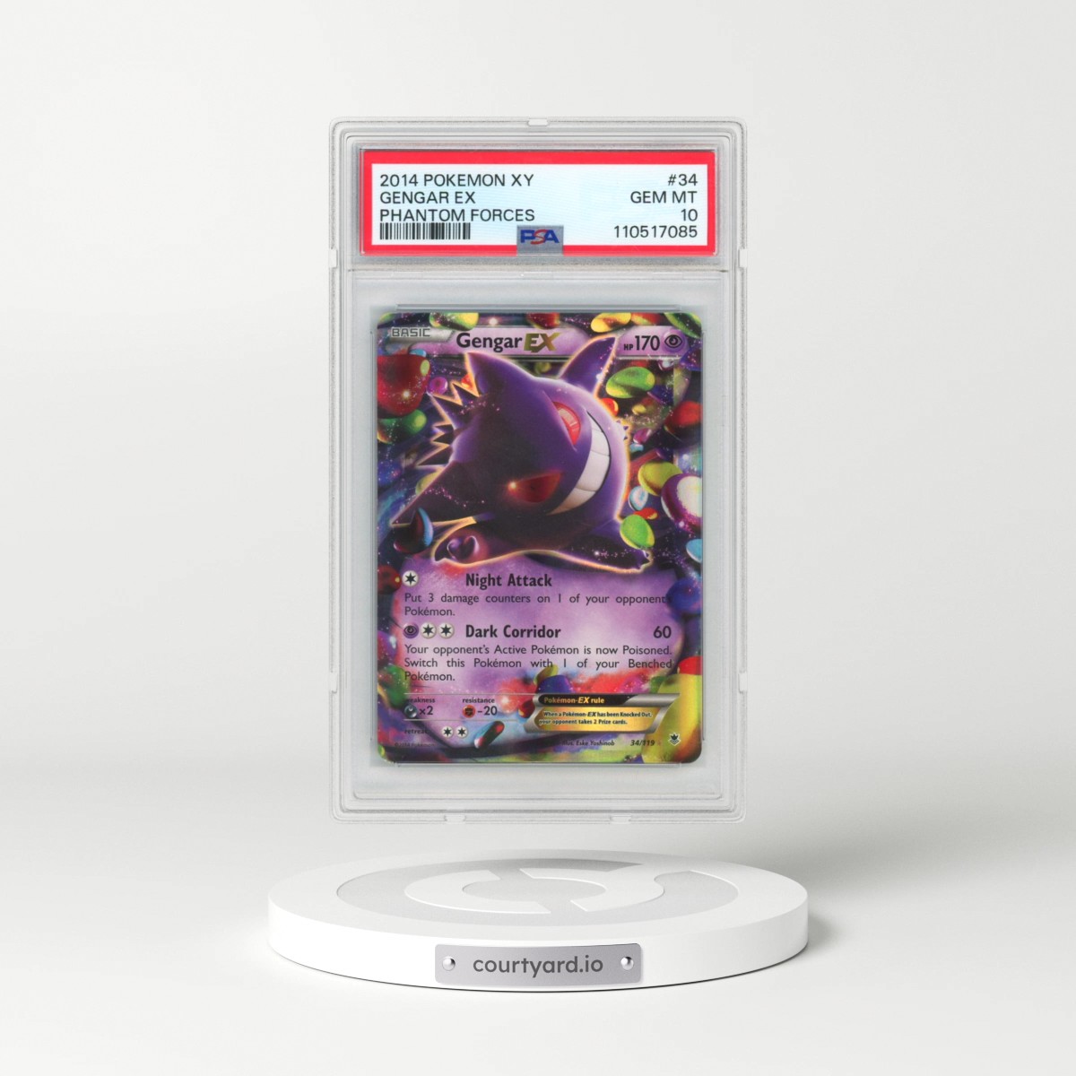 2014 Pokémon XY Phantom Forces #34 Gengar EX - Holo (PSA 10 GEM MINT)
