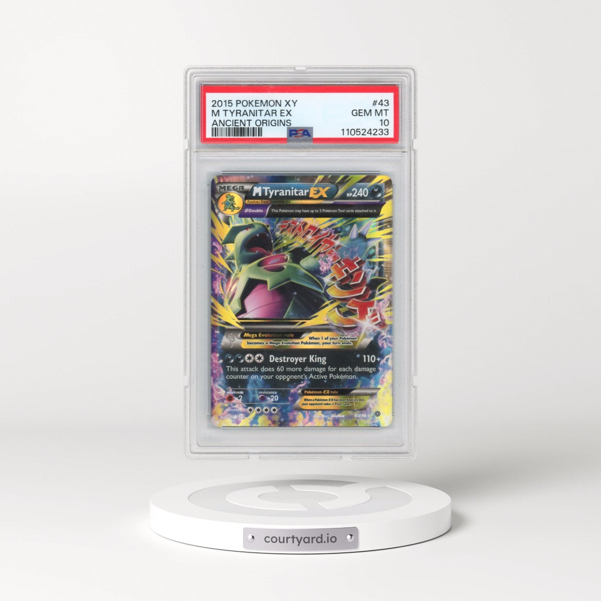 2015 Pokémon XY Ancient Origins #43 M Tyranitar EX - Holo (PSA 10 GEM MINT)