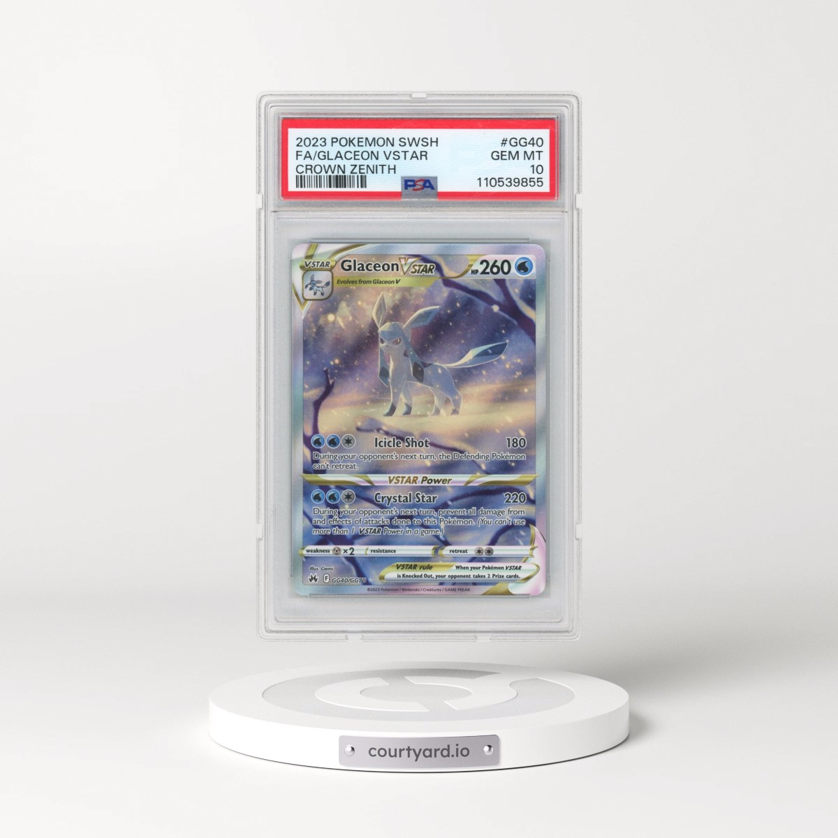 2023 Pokémon Sword and Shield Crown Zenith #GG40 Glaceon Vstar - Full Art (PSA 10 GEM MINT)