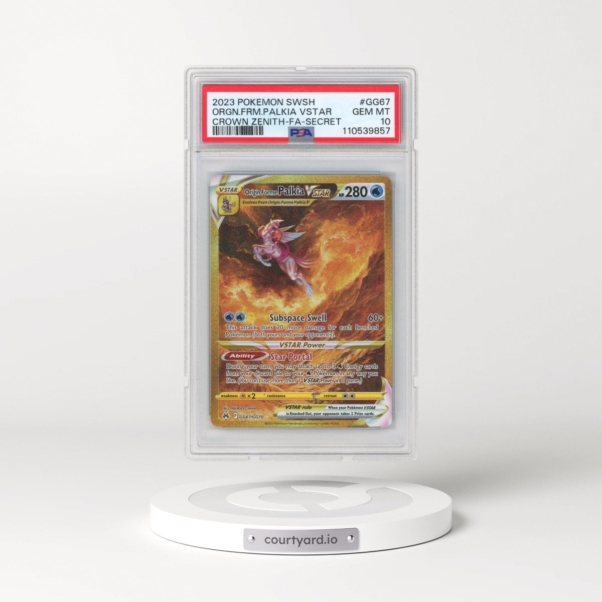 2023 Pokémon Sword and Shield Crown Zenith #GG67 Origin Forme Palkia Vstar - Full Art Secret (PSA 10 GEM MINT)