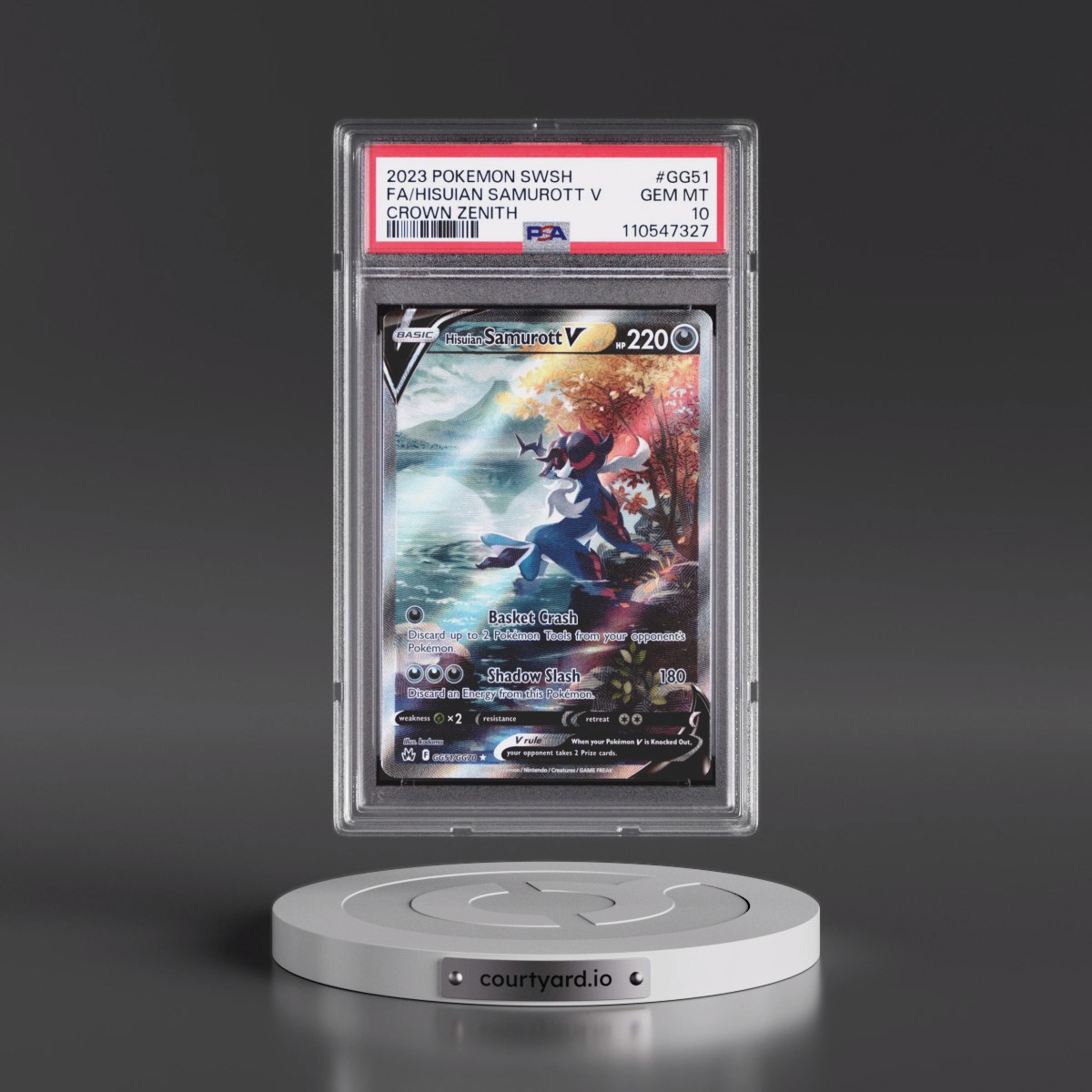 2023 Pokémon Sword and Shield Crown Zenith #GG51 Hisuian Samurott V - Holo Full Art (PSA 10 GEM MINT)