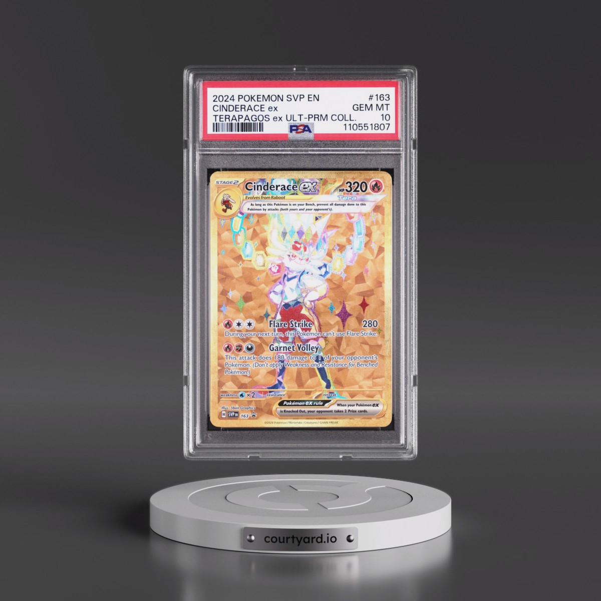 2024 Pokémon Svp EN-SV Black Star Promo #163 Cinderace EX - Holo Terapagos EX Ultra-Premium Collection (PSA 10 GEM MINT)