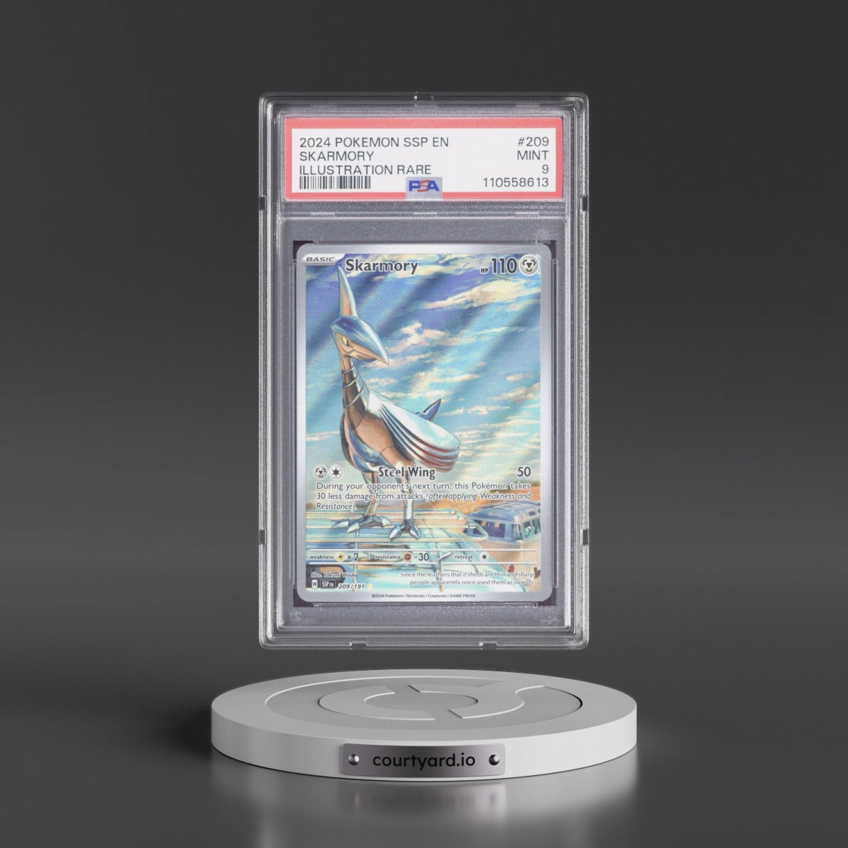 2024 Pokémon Ssp EN-Surging Sparks #209 Skarmory - Illustration Rare (PSA 9 MINT)