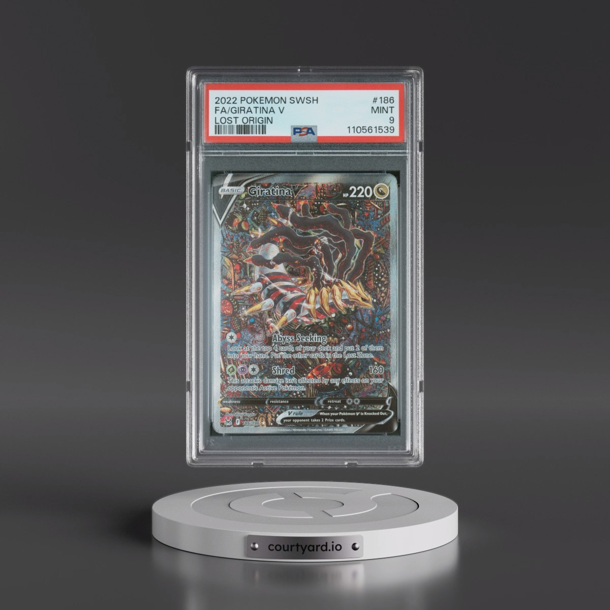 2022 Pokémon Sword & Shield Lost Origin #186 Giratina V - Holo Full Art (PSA 9 MINT)