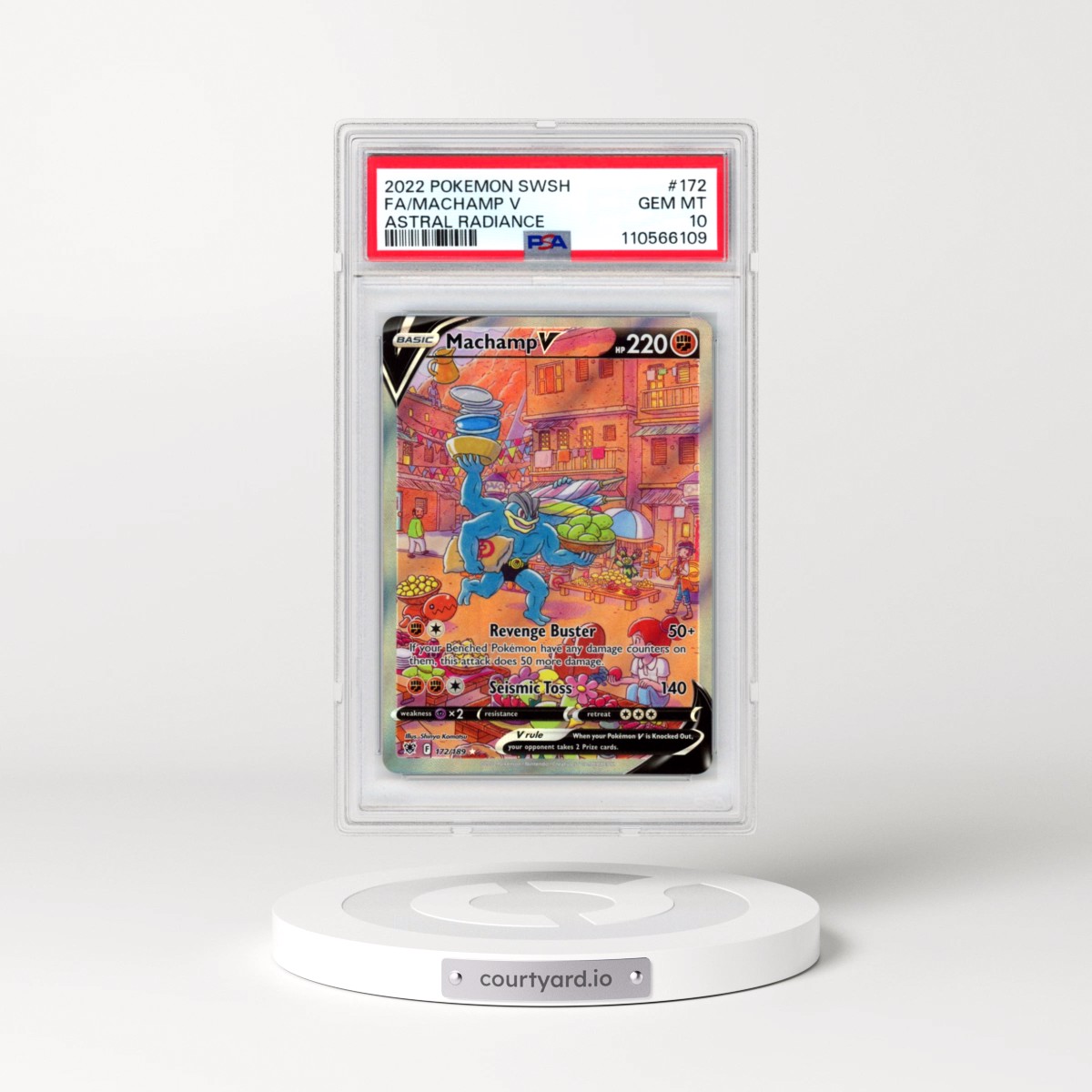 2022 Pokémon Sword & Shield Astral Radiance #172 Machamp V - Holo Full Art (PSA 10 GEM MINT)