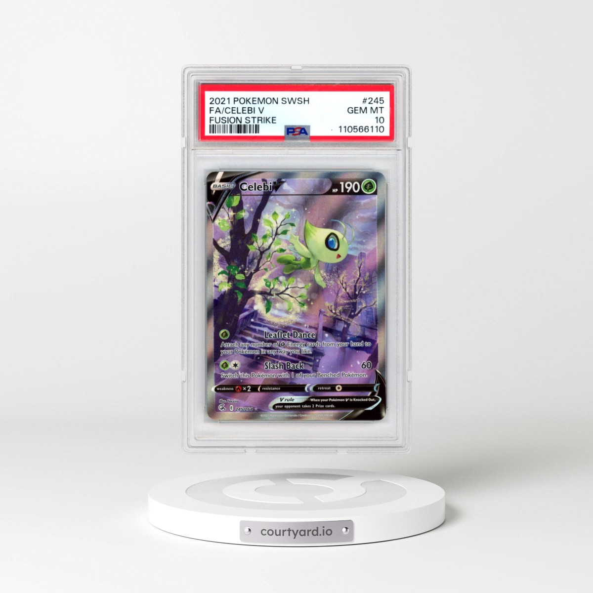 2021 Pokémon Sword & Shield Fusion Strike #245 Celebi V - Holo Full Art (PSA 10 GEM MINT)