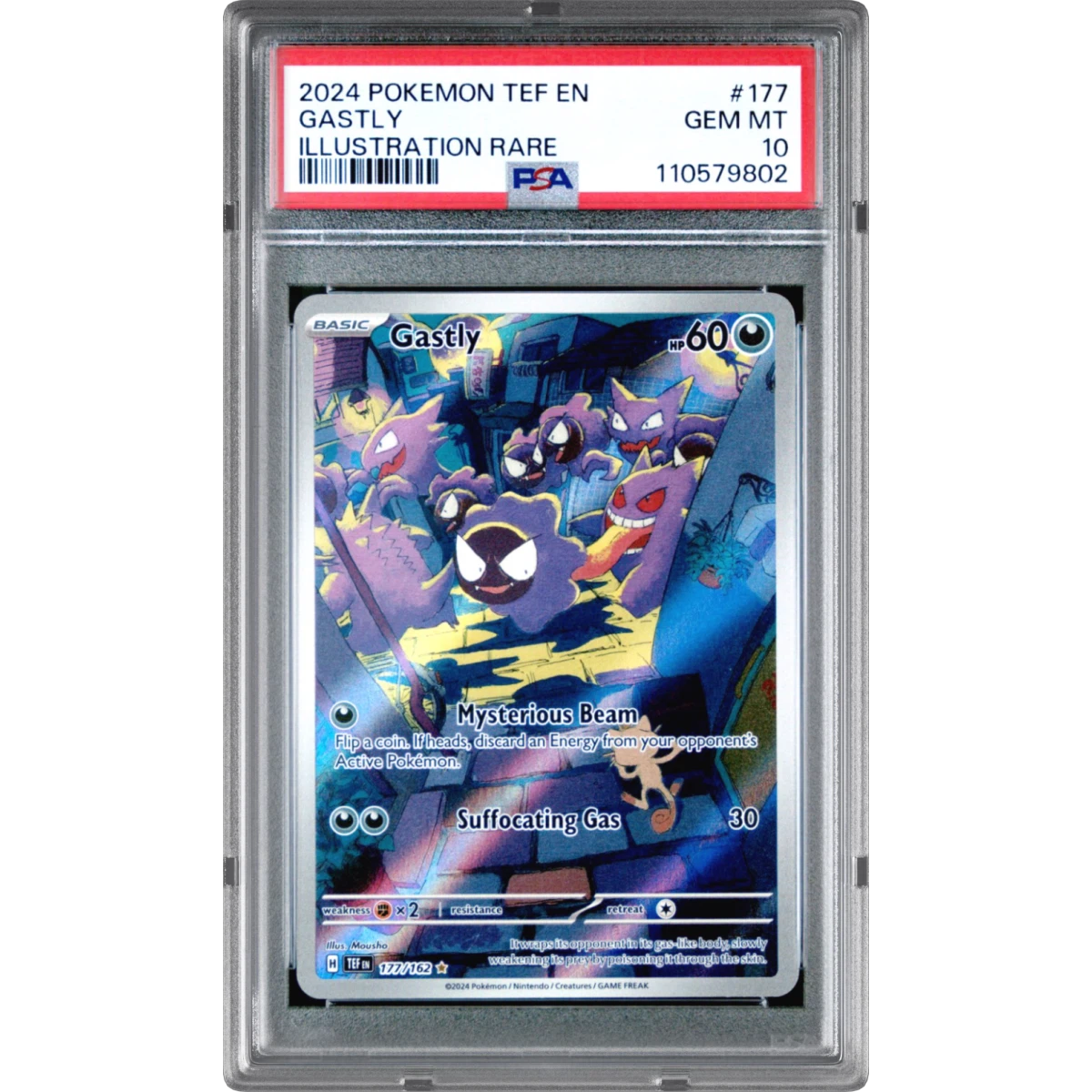 2024 Pokémon Tef EN-Temporal Forces #177 Gastly - Illustration Rare (PSA 10 GEM MINT)