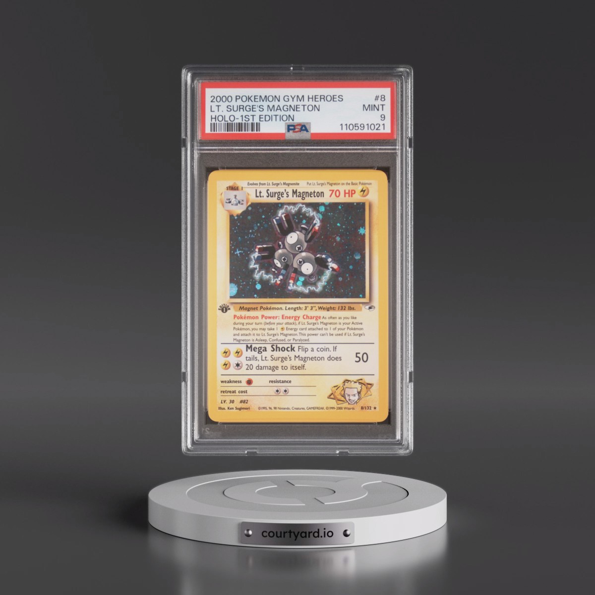 2000 Pokémon Gym Heroes #8 LT. Surge's Magneton - 1st Edition Holo (PSA 9 MINT)