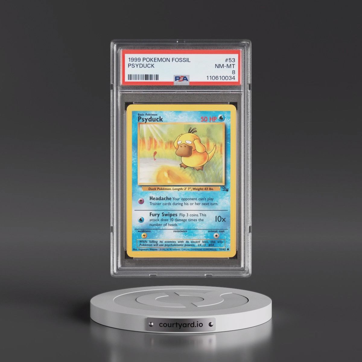1999 Pokémon Fossil #53 Psyduck (PSA 8 NM-MT)