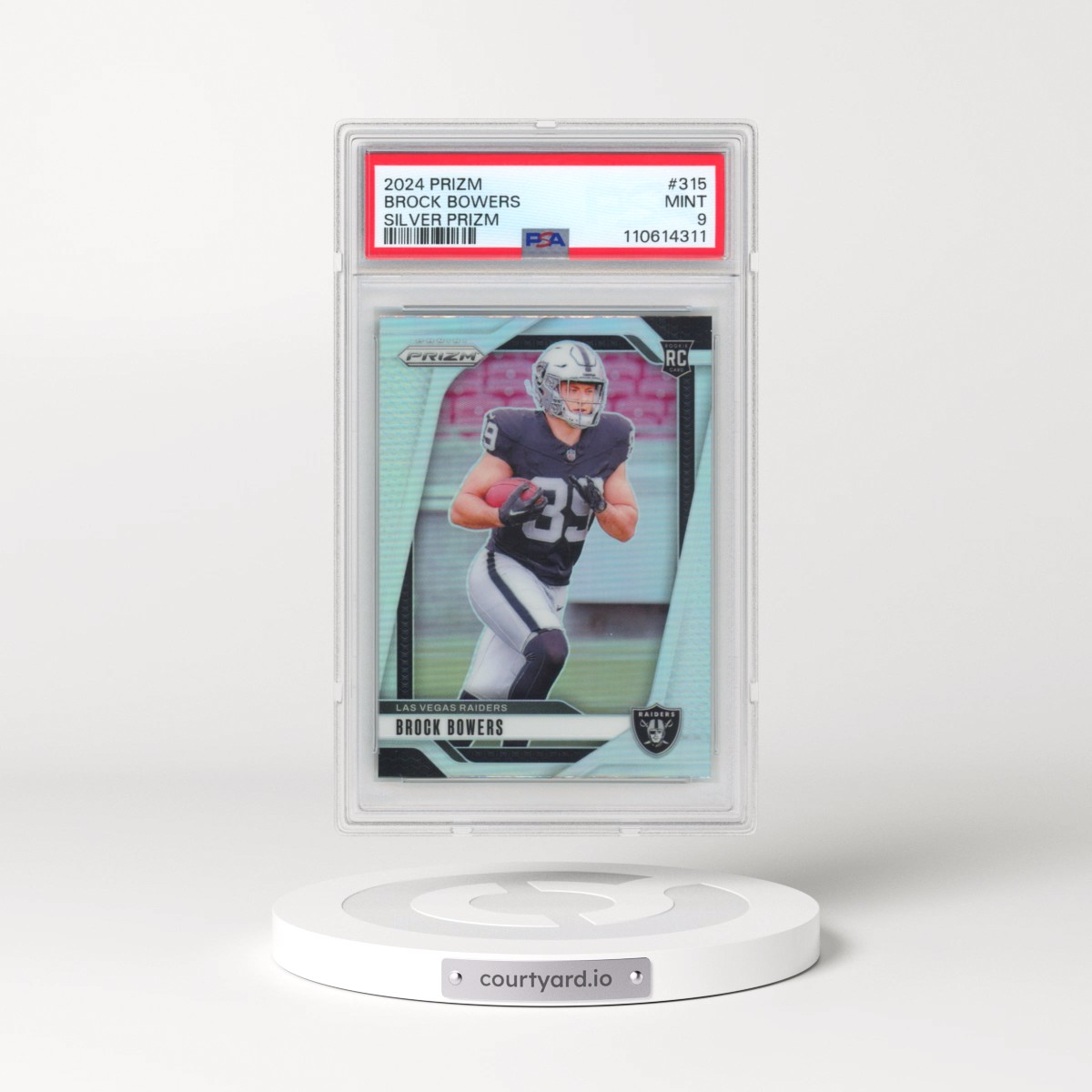 2024 Panini Prizm #315 Brock Bowers - Silver Prizm (PSA 9 MINT)