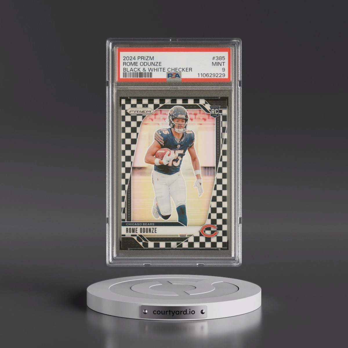 2024 Panini Prizm #385 Rome Odunze - Black & White Checker (PSA 9 MINT)