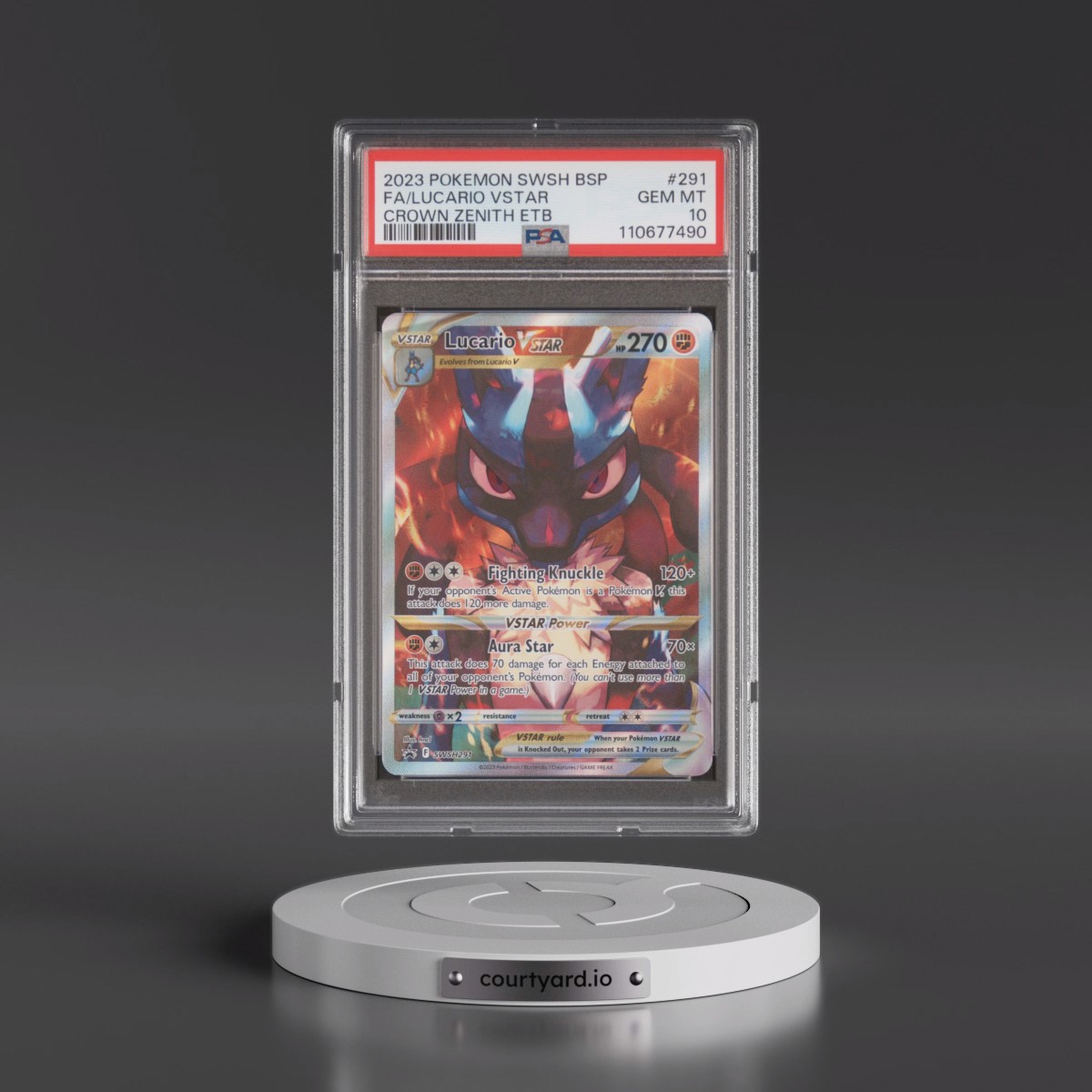 2023 Pokémon Swsh Black Star Promo #291 Lucario Vstar - Full Art Crown Zenith Elite Trainer Box (PSA 10 GEM MINT)