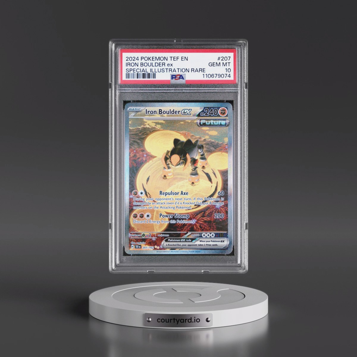 2024 Pokémon Tef EN-Temporal Forces #207 Iron Boulder EX - Holo Special Illustration Rare (PSA 10 GEM MINT)