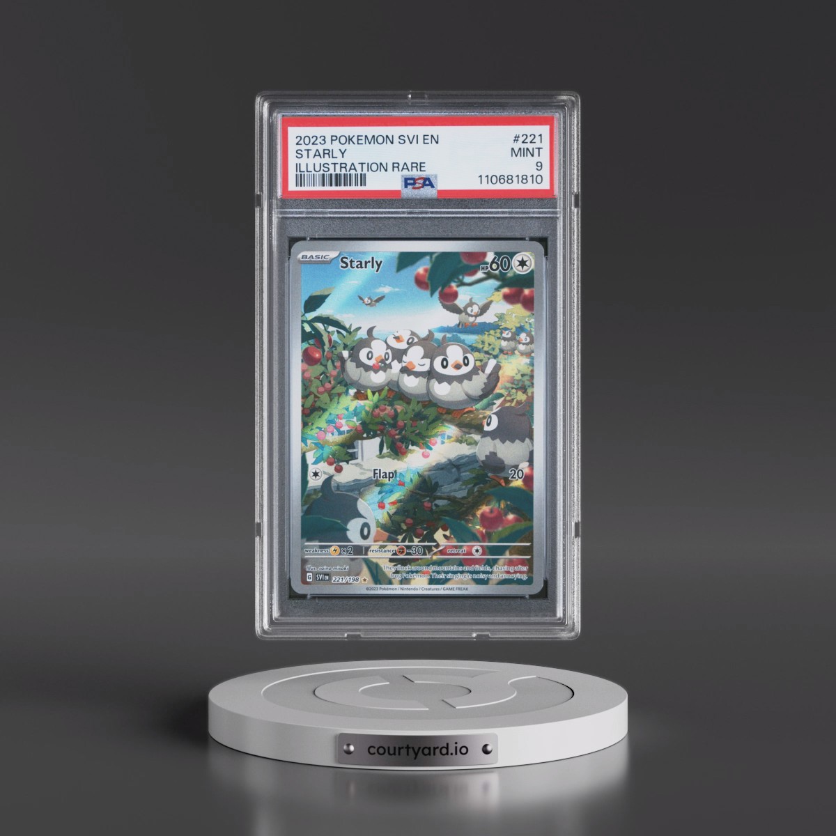 2023 Pokémon Svi EN-Scarlet & Violet #221 Starly - Illustration Rare (PSA 9 MINT)