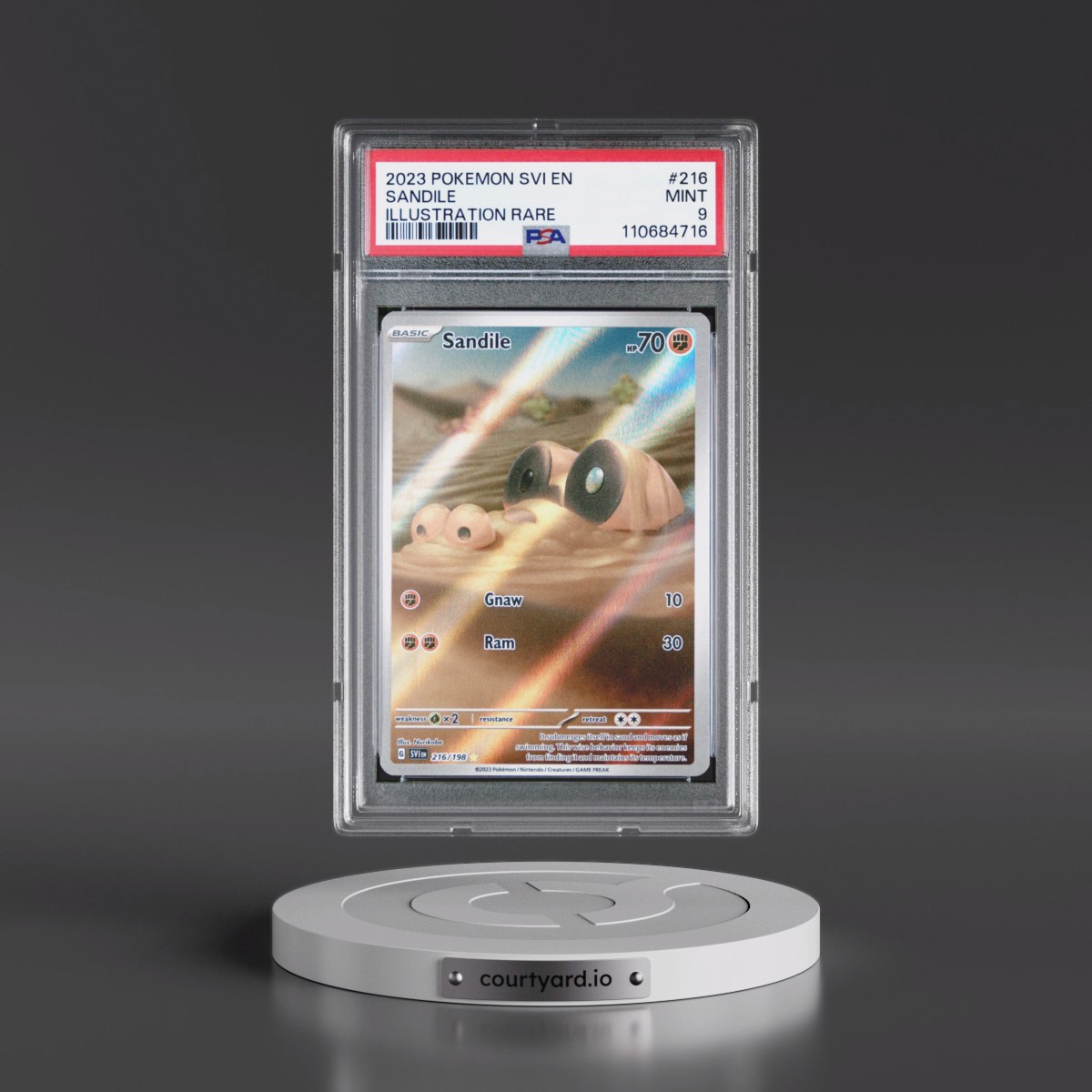2023 Pokémon Svi EN-Scarlet & Violet #216 Sandile - Illustration Rare (PSA 9 MINT)