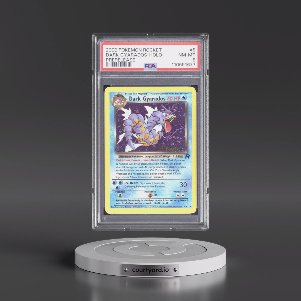 2000 Pokémon Rocket #8 Dark Gyarados - Holo Prerelease (PSA 8 NM-MT)