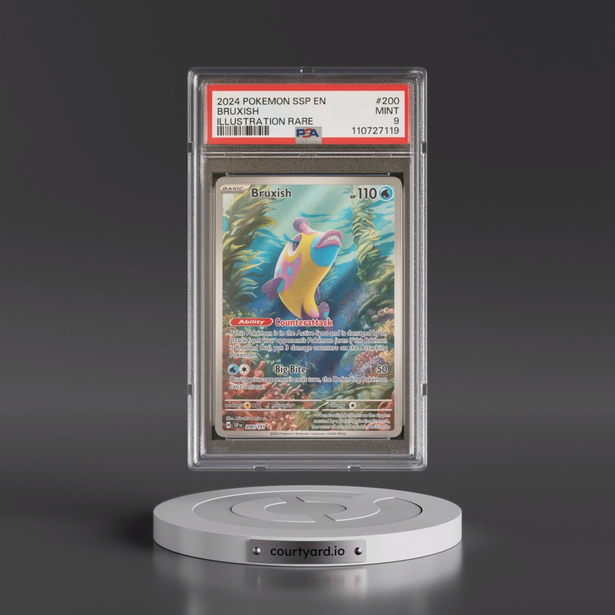 2024 Pokémon Ssp EN-Surging Sparks #200 Bruxish - Illustration Rare (PSA 9 MINT)