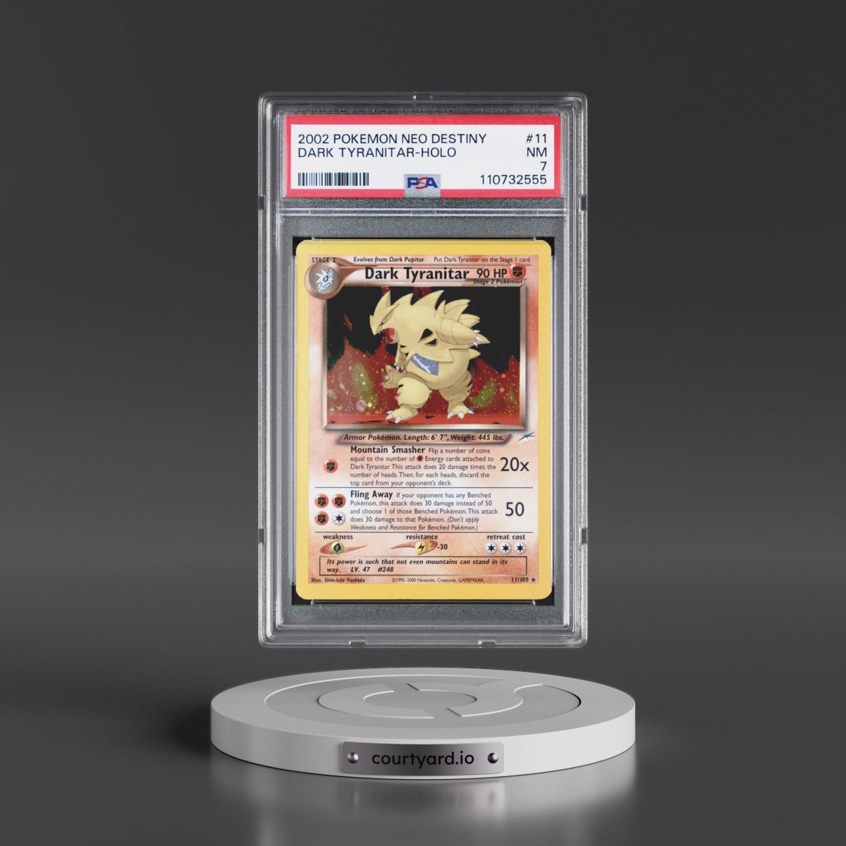 2002 Pokémon Neo Destiny #11 Dark Tyranitar - Holo (PSA 7 NM)