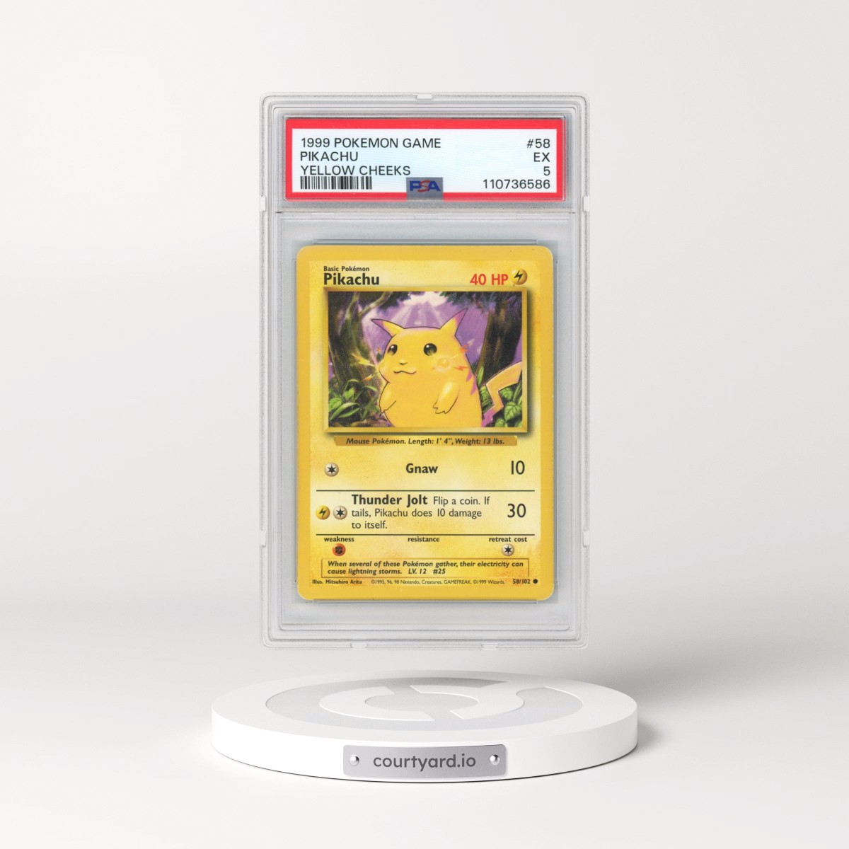 1999 Pokémon Game #58 Pikachu - Yellow Cheeks (PSA 5 EX)