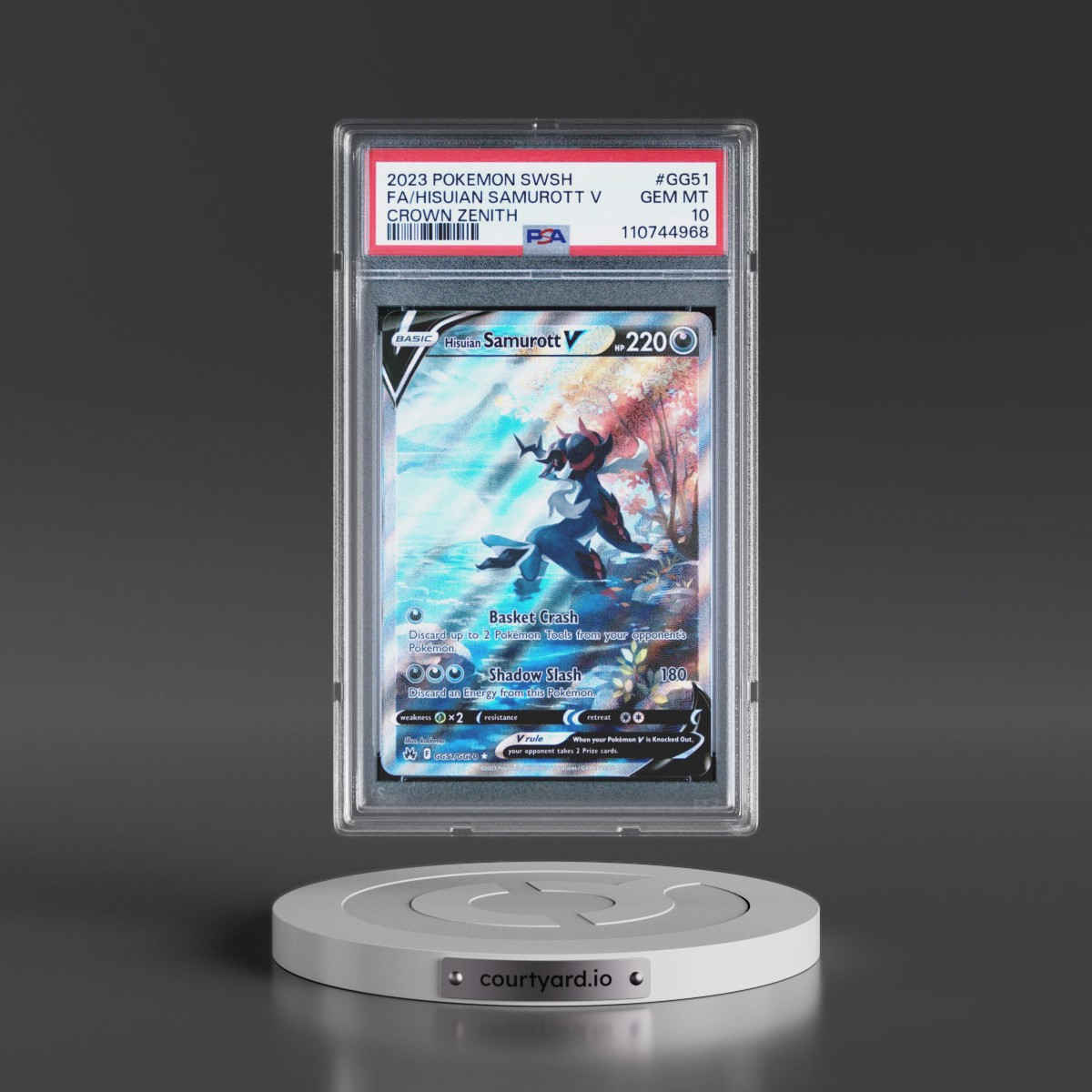 2023 Pokémon Sword and Shield Crown Zenith #GG51 Hisuian Samurott V - Holo Full Art (PSA 10 GEM MINT)