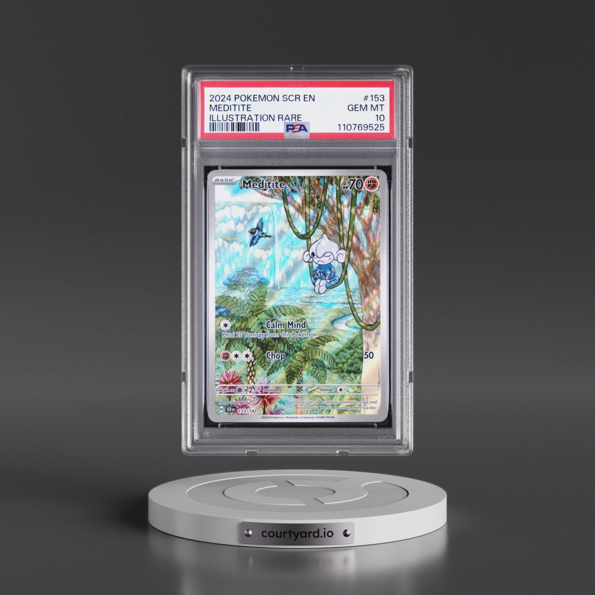 2024 Pokémon Scr EN-Stellar Crown #153 Meditite - Illustration Rare (PSA 10 GEM MINT)