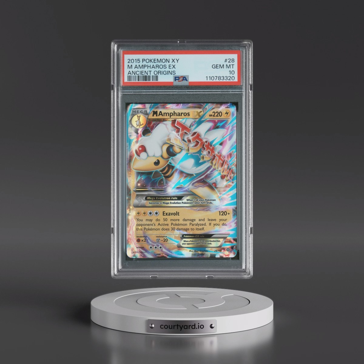 2015 Pokémon XY Ancient Origins #28 M Ampharos EX - Holo (PSA 10 GEM MINT)
