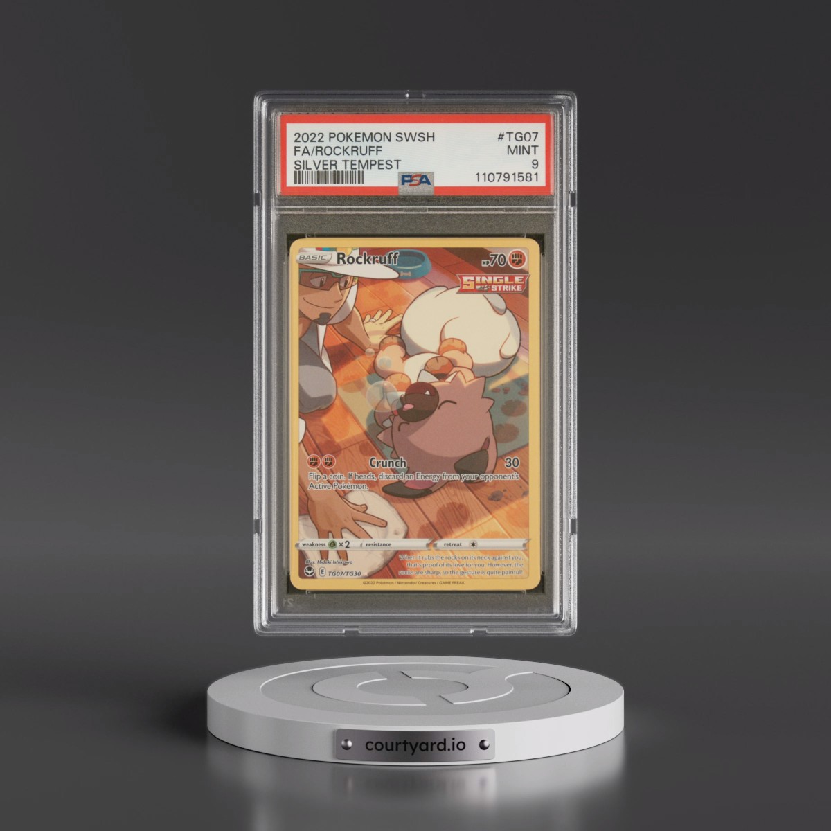 2022 Pokémon Sword & Shield Silver Tempest #TG07 Rockruff - Full Art (PSA 9 MINT)