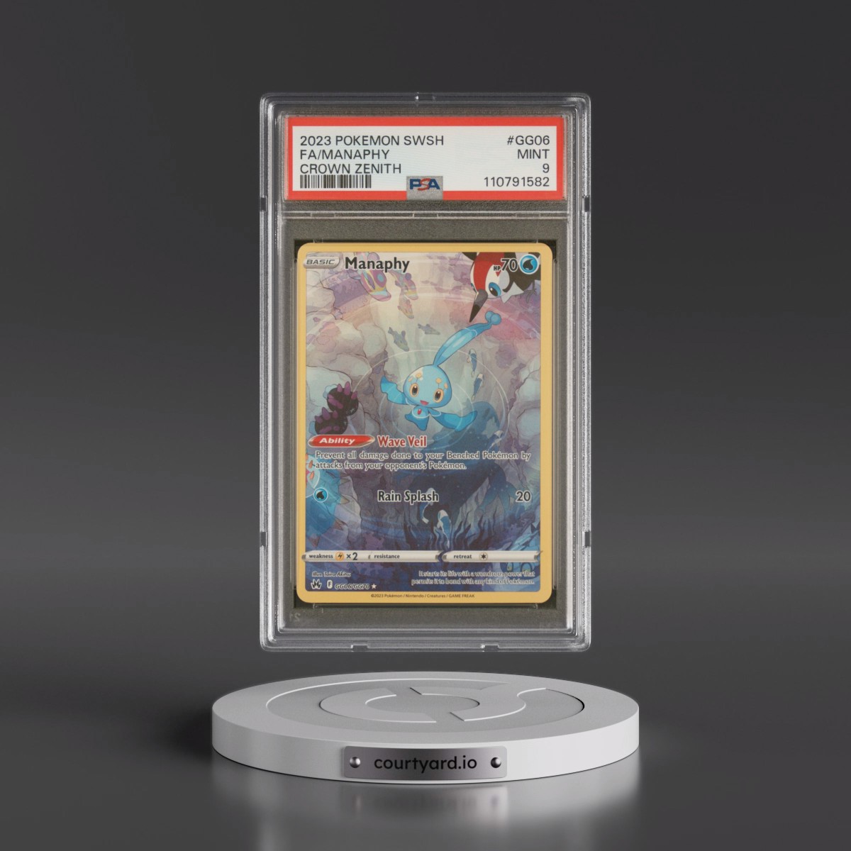 2023 Pokémon Sword and Shield Crown Zenith #GG06 Manaphy - Full Art (PSA 9 MINT)