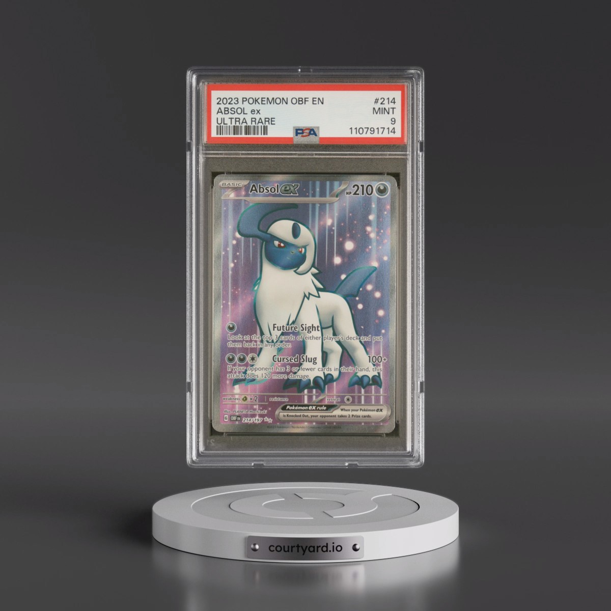 2023 Pokémon Obf EN-Obsidian Flames #214 Absol EX - Holo Ultra Rare (PSA 9 MINT)