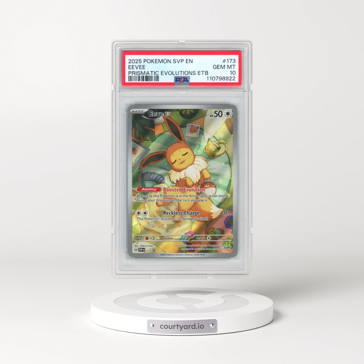 2025 Pokémon Svp EN-SV Black Star Promo #173 Eevee - Prismatic Evolutions Elite Trainer Box (PSA 10 GEM MINT)