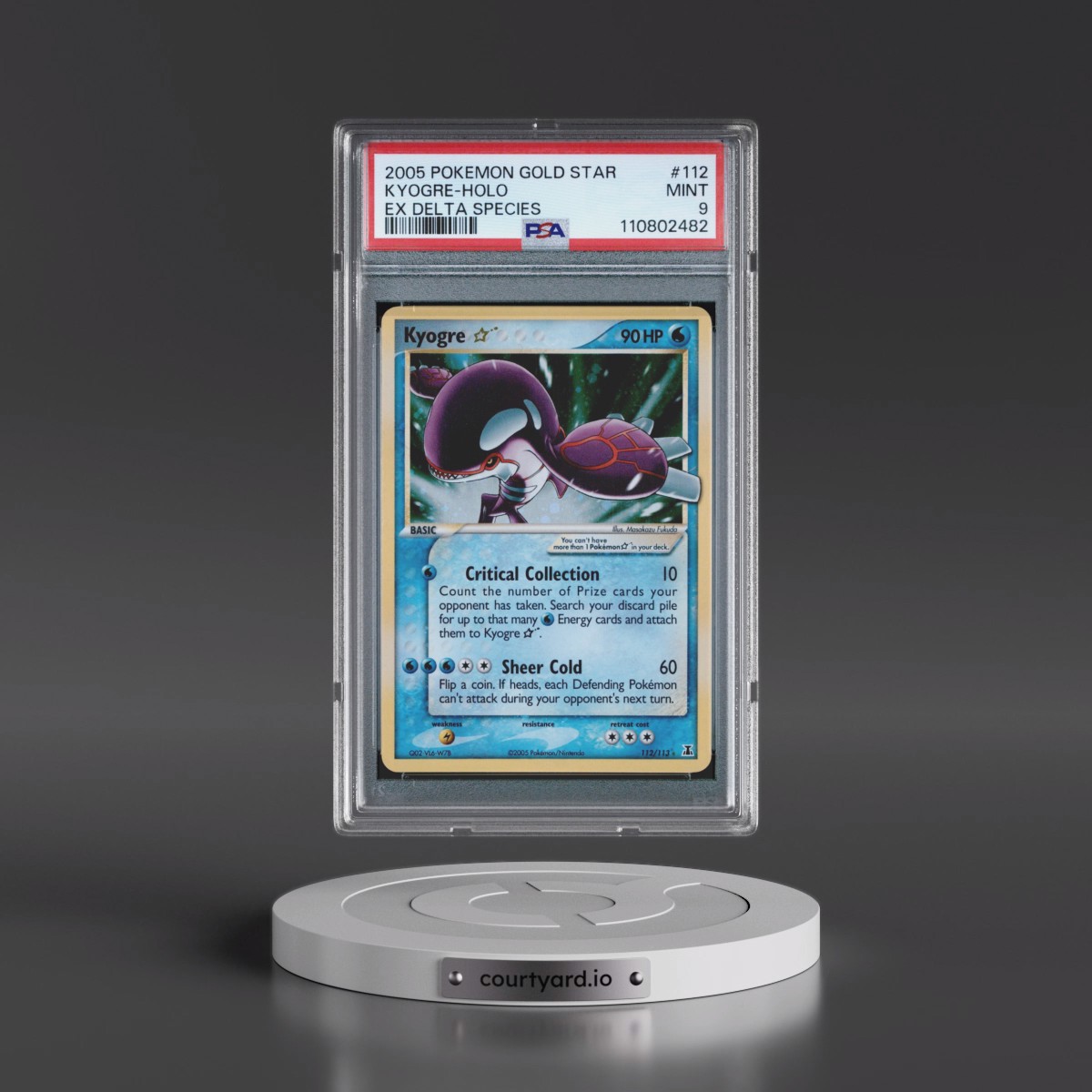 2005 Pokémon EX Delta Species #112 Kyogre - Holo Gold Star (PSA 9 MINT)